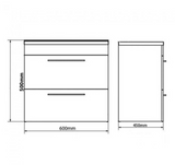 Kartell K-VIT Purity 600mm Wall Mounted 2 Drawer Unit With Mid Depth Ceramic Basin- Silver Oak (PSO600WM-FUR061PU)