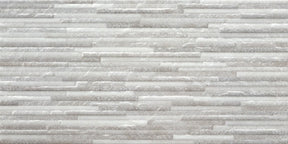 Westerly White stone effect split face decor matt ceramic wall tile 300x600mm