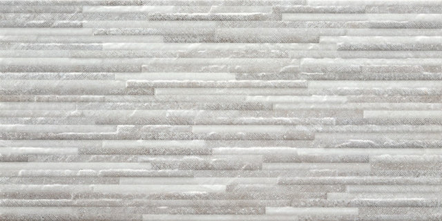 Westerly White stone effect split face decor matt ceramic wall tile 300x600mm