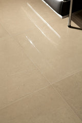 Wilmington beige plain polished porcelain wall & floor tile, 600x600mm – view 3