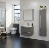 Kartell K-VIT Purity 600mm Wall Mounted 2 Drawer Unit With Mid Depth Ceramic Basin - Storm Grey Gloss (FUR026PU-FUR061PU)
