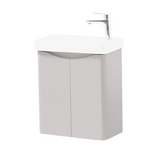 Kartell K-VIT Arc 500mm Wall Mounted 2 Door Cloakroom Unit With Ceramic Basin- Matt Cashmere (ARCLOAKWM-C FUR455CA)